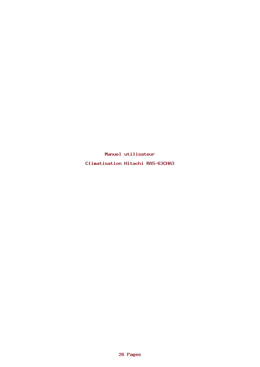 Page 1 de la notice Manuel utilisateur Hitachi RAS-63CHA3