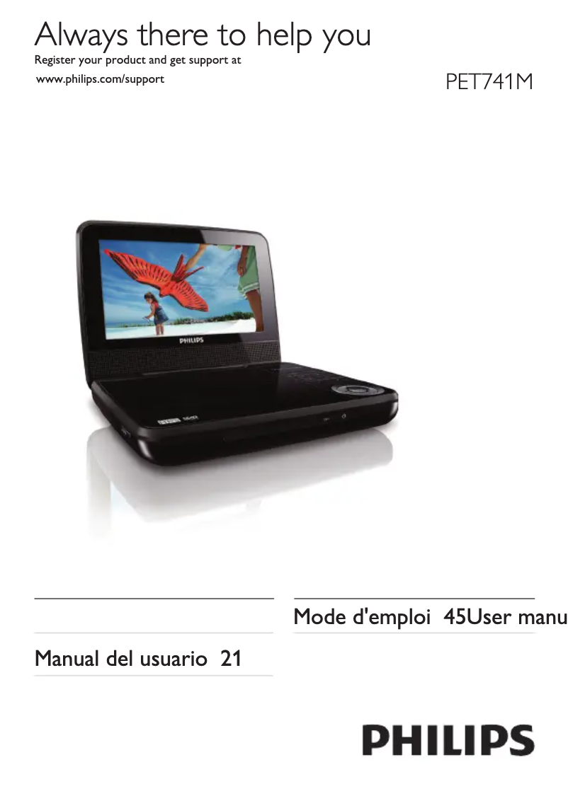 Page 1 of the manual User Manual Philips PET741M