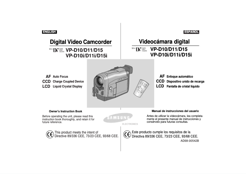 Page 1 de la notice Manuel utilisateur Samsung VP-D10i
