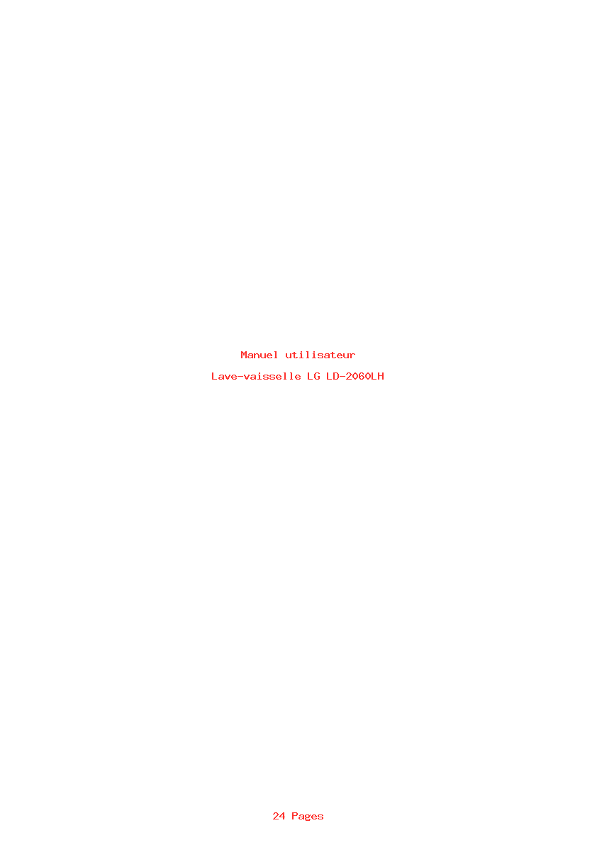 Page 1 de la notice Manuel utilisateur LG LD-2060LH