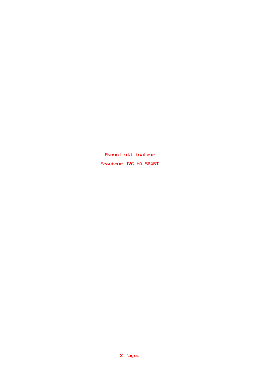 Page 1 de la notice Manuel utilisateur JVC HA-S60BT
