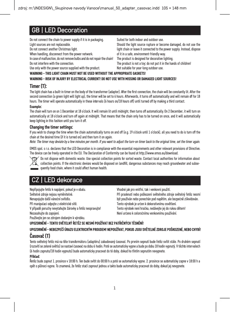 Página 1 del manual Manual de usuario Emos DCZW05