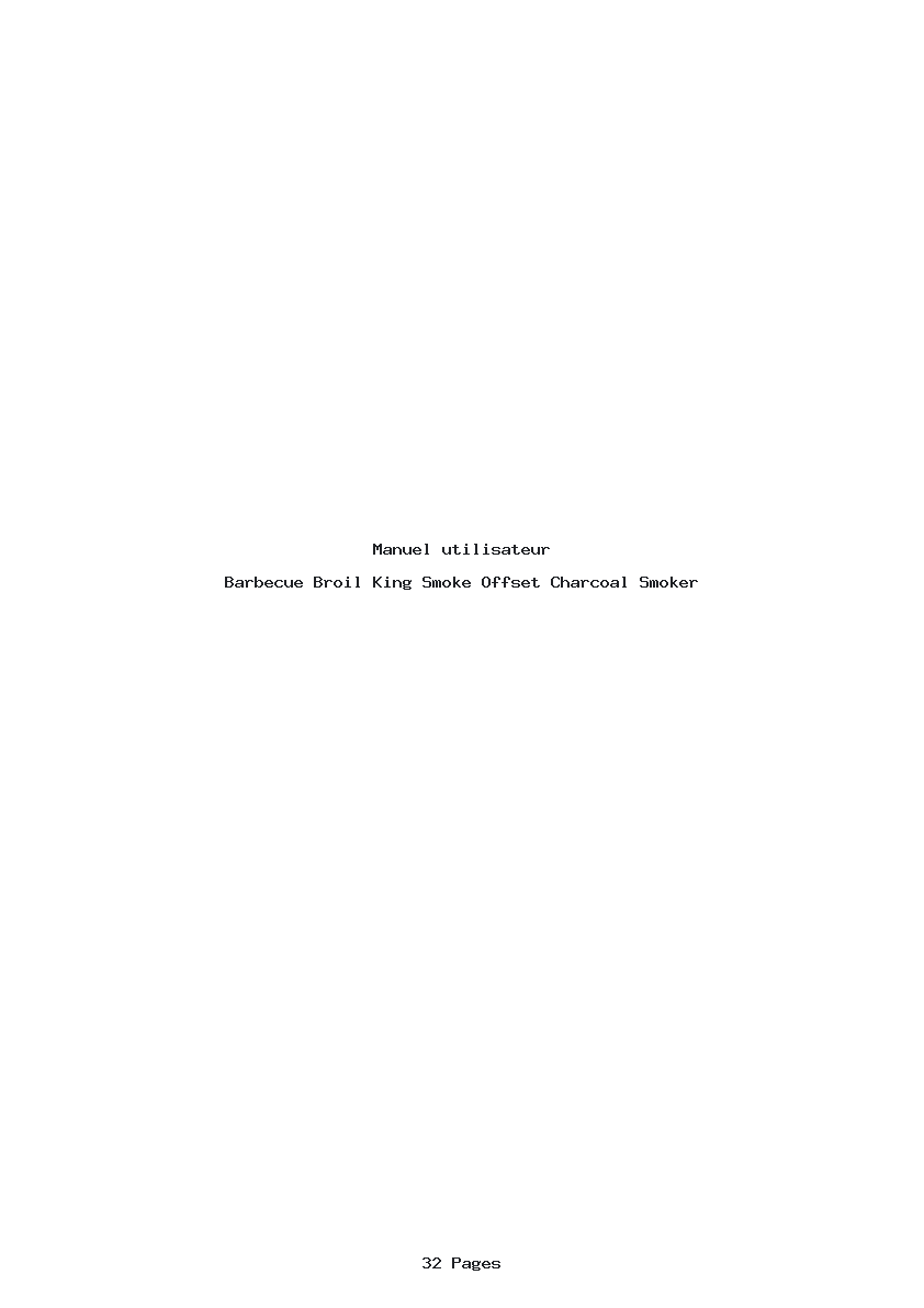 Page 1 de la notice Manuel utilisateur Broil King Smoke Offset Charcoal Smoker