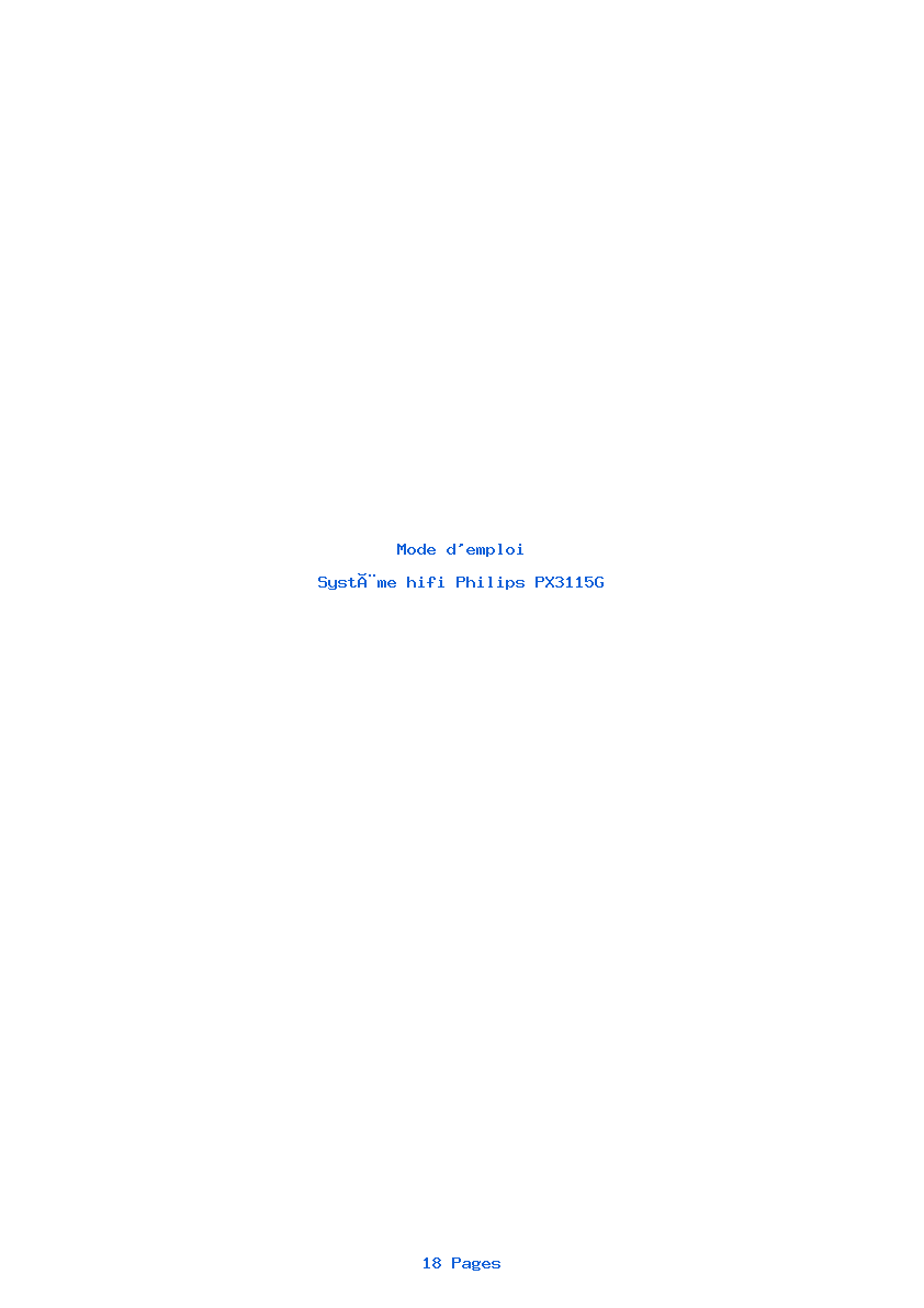 Page 1 de la notice Mode d'emploi Philips PX3115G