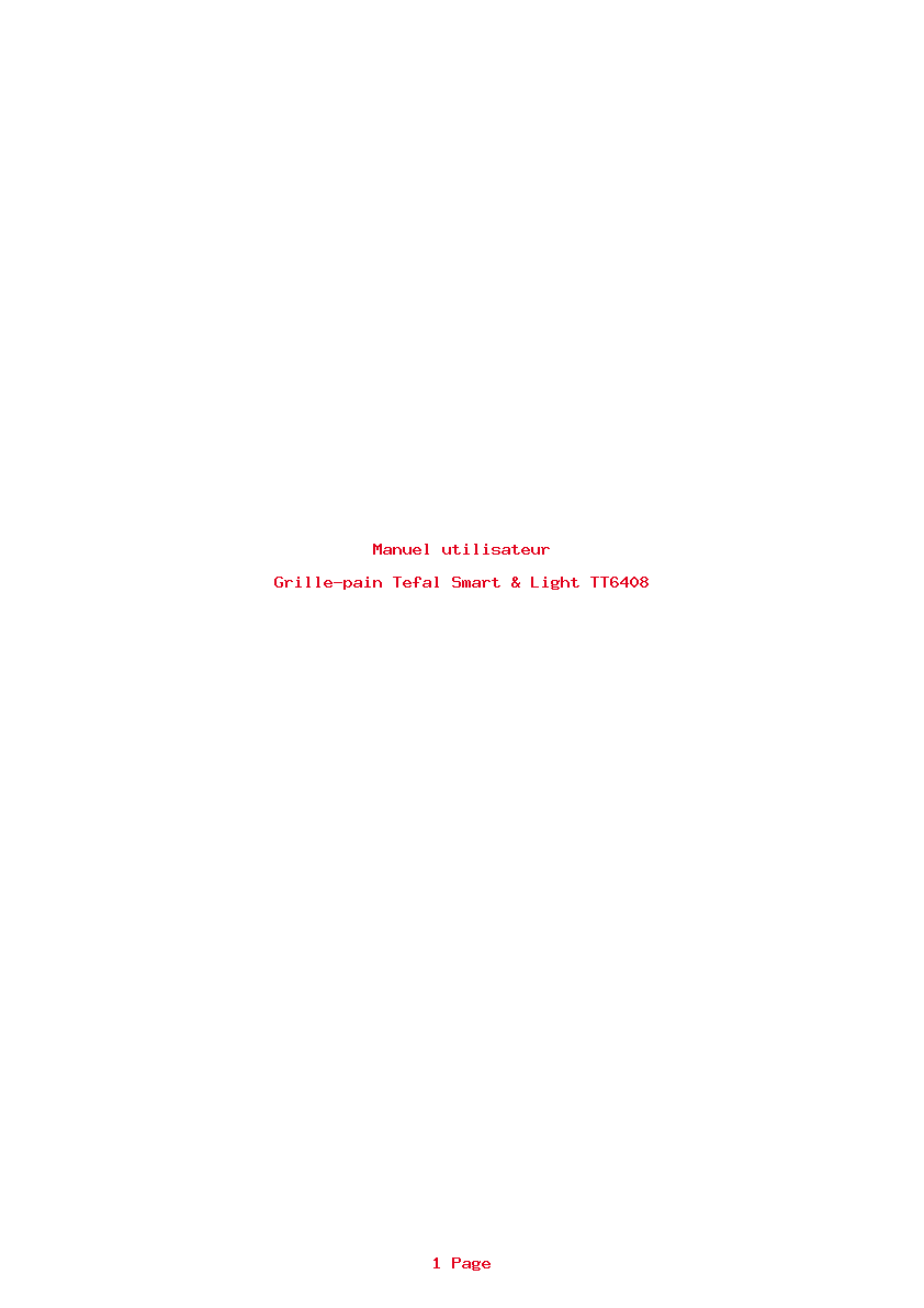 Page 1 de la notice Manuel utilisateur Tefal Smart & Light TT6408