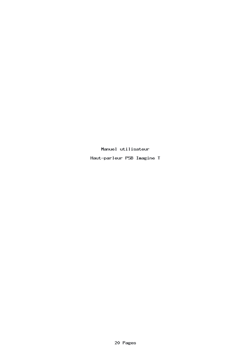 Page 1 de la notice Manuel utilisateur PSB Imagine T