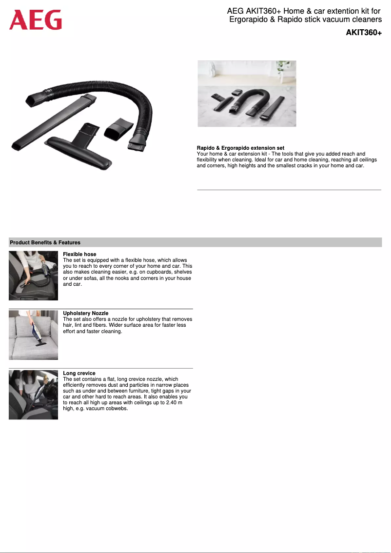 Page 1 de la notice Manuel utilisateur AEG AKIT360+