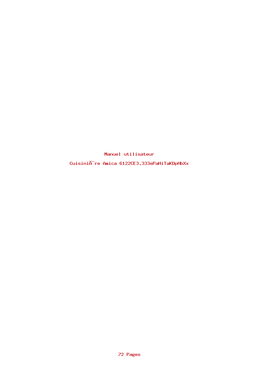 Page 1 de la notice Manuel utilisateur Amica 6122CE3.333ePaHiTaKDpHbXx