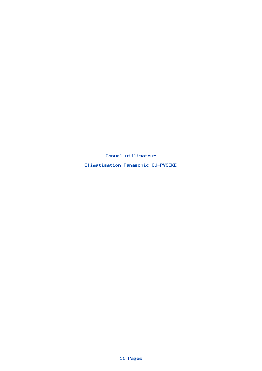 Page 1 de la notice Manuel utilisateur Panasonic CU-PV9CKE