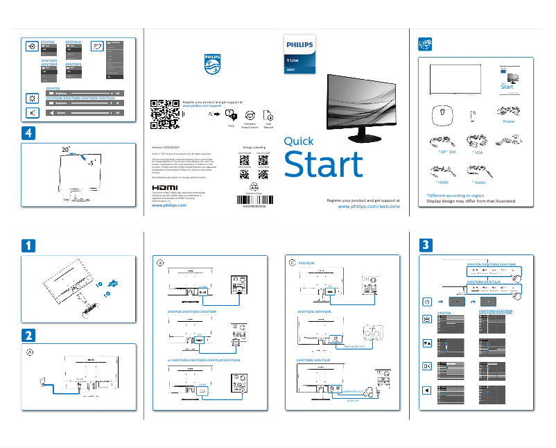 Página 1 del manual Guía de inicio rápido Philips 243V7QHSWF