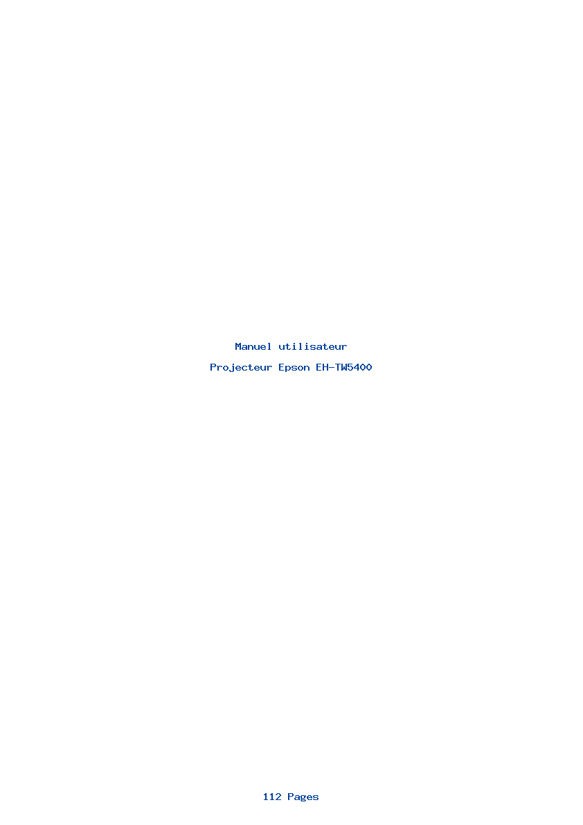 Page 1 de la notice Manuel utilisateur Epson EH-TW5400