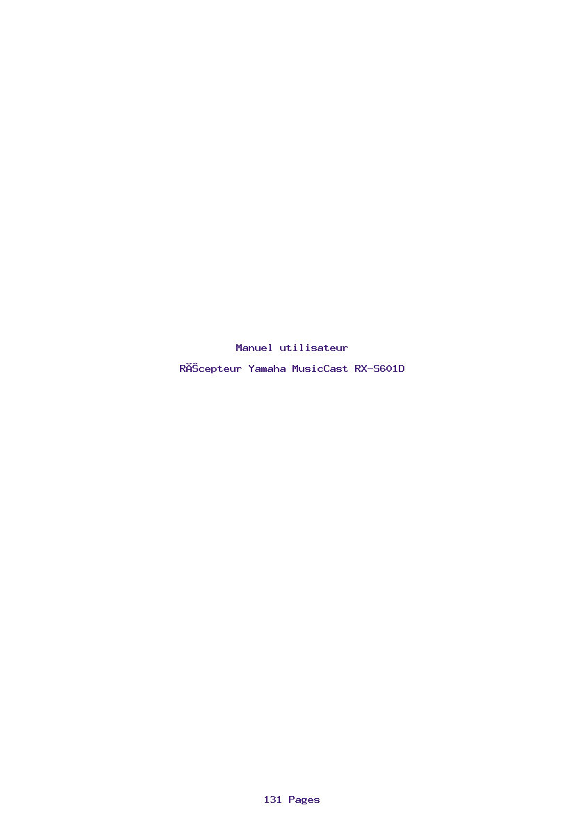 Page 1 de la notice Manuel utilisateur Yamaha MusicCast RX-S601D