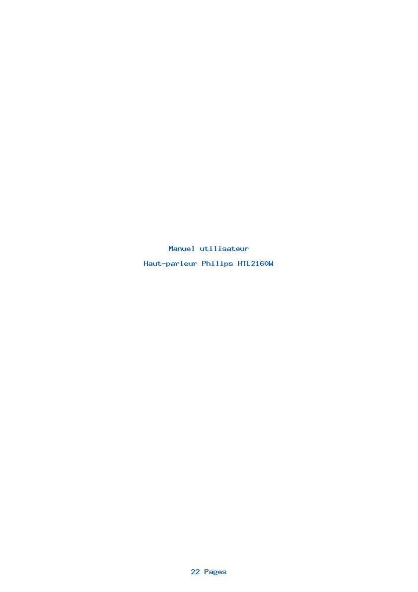 Page 1 de la notice Manuel utilisateur Philips HTL2160W