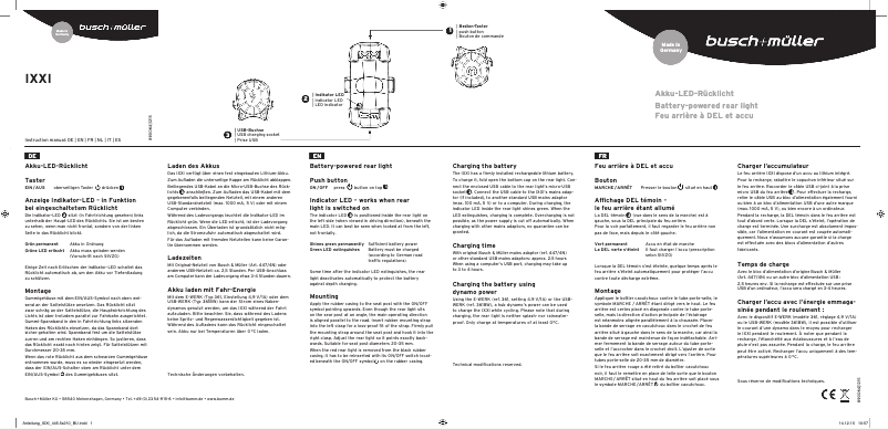 Page 1 de la notice Manuel utilisateur Busch + Müller IXXI