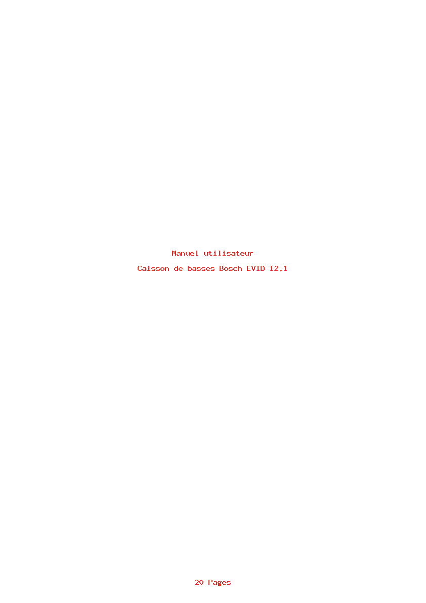 Page 1 de la notice Manuel utilisateur Bosch EVID 12.1