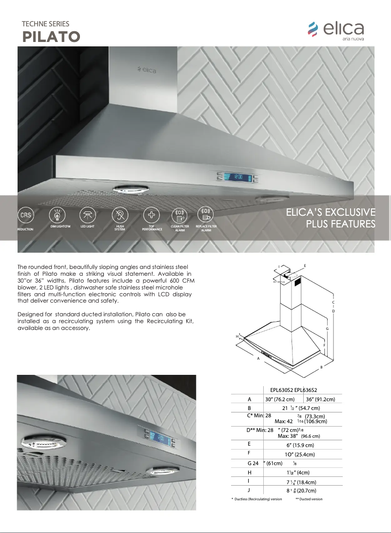 Página 1 del manual Ficha técnica Elica Pilato EPL636S2