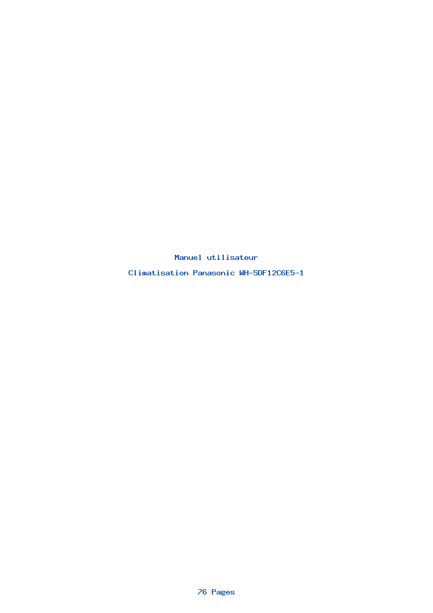 Page 1 de la notice Manuel utilisateur Panasonic WH-SDF12C6E5-1