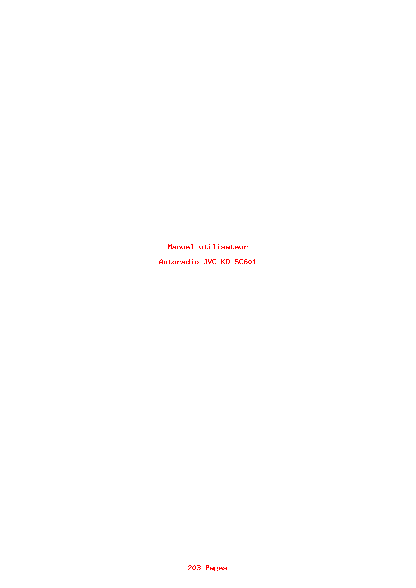 Page 1 de la notice Manuel utilisateur JVC KD-SC601