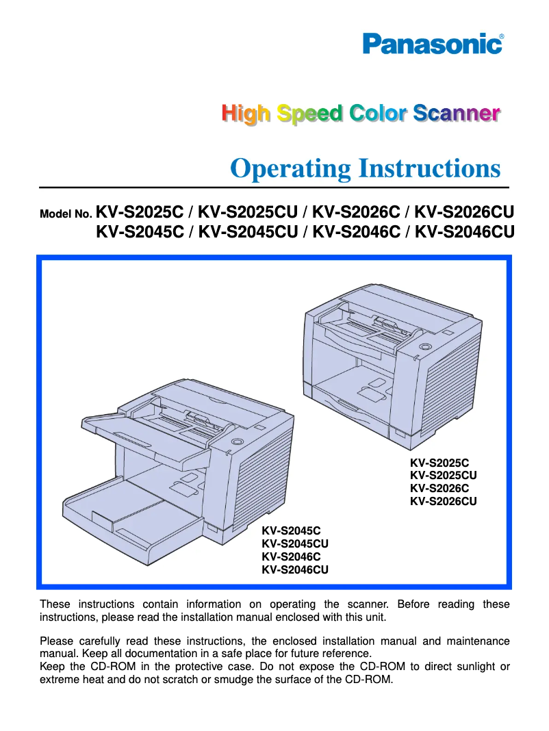 Page 1 de la notice Manuel utilisateur Panasonic KV-S2025CU