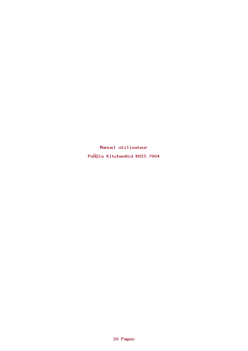 Page 1 de la notice Manuel utilisateur KitchenAid KHIS 7004