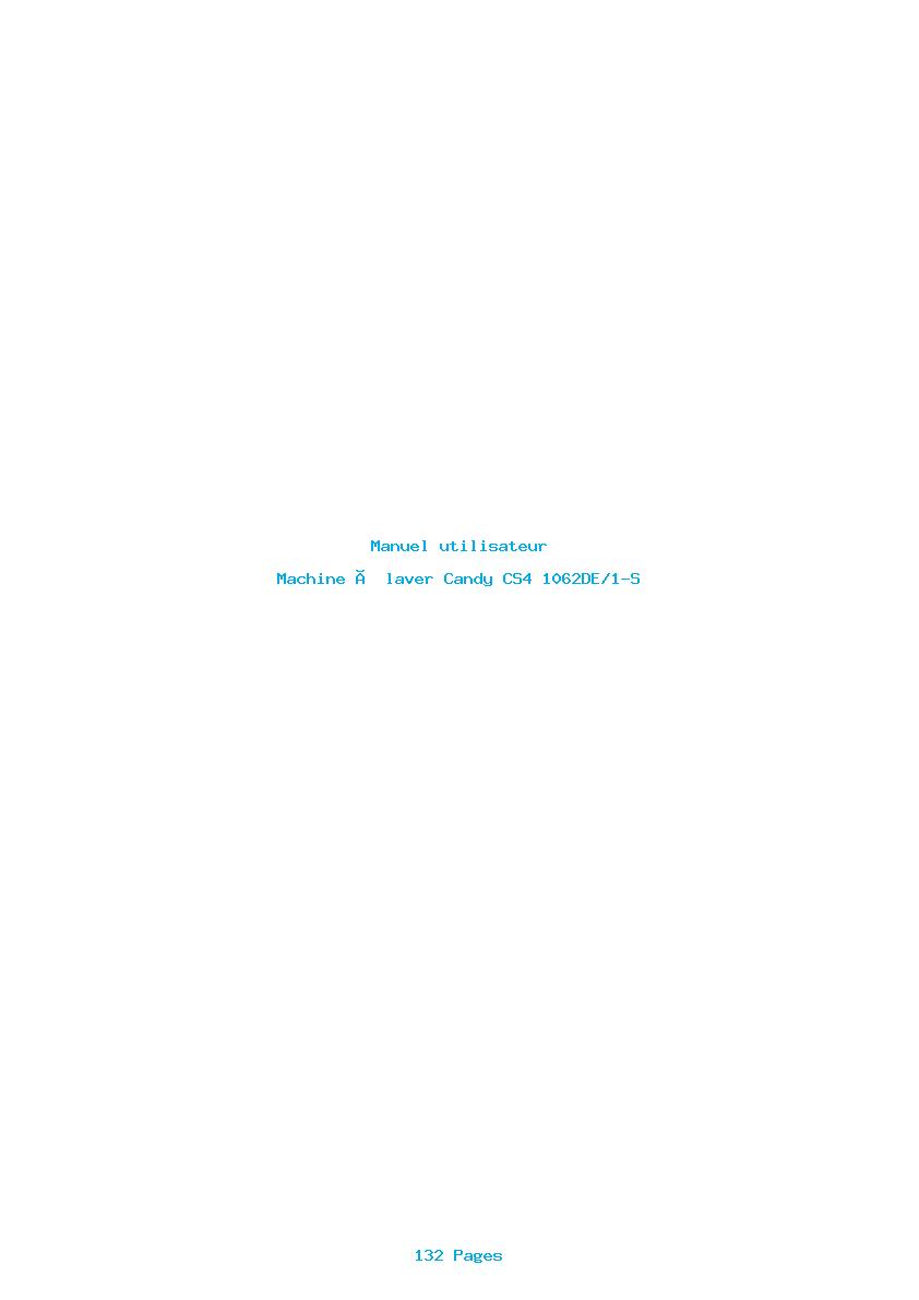 Page 1 de la notice Manuel utilisateur Candy CS4 1062DE/1-S