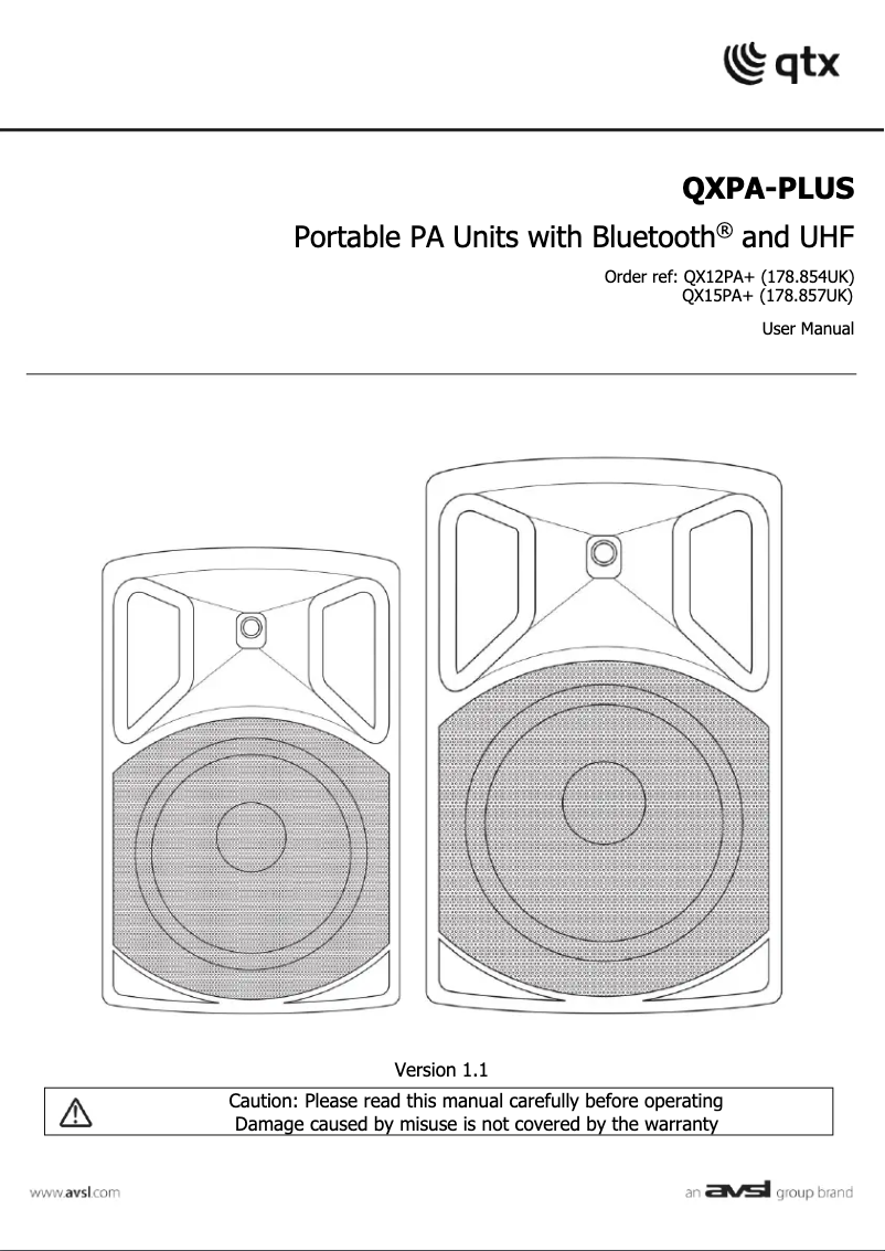 Page 1 de la notice Manuel utilisateur Qtx QX12PA+