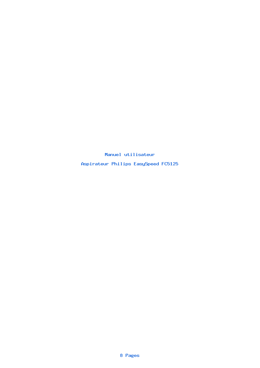 Page 1 de la notice Manuel utilisateur Philips EasySpeed FC5125