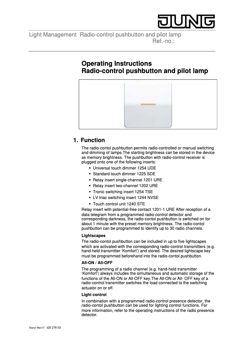 Página 1 del manual Manual de usuario JUNG CD1561.07FKO