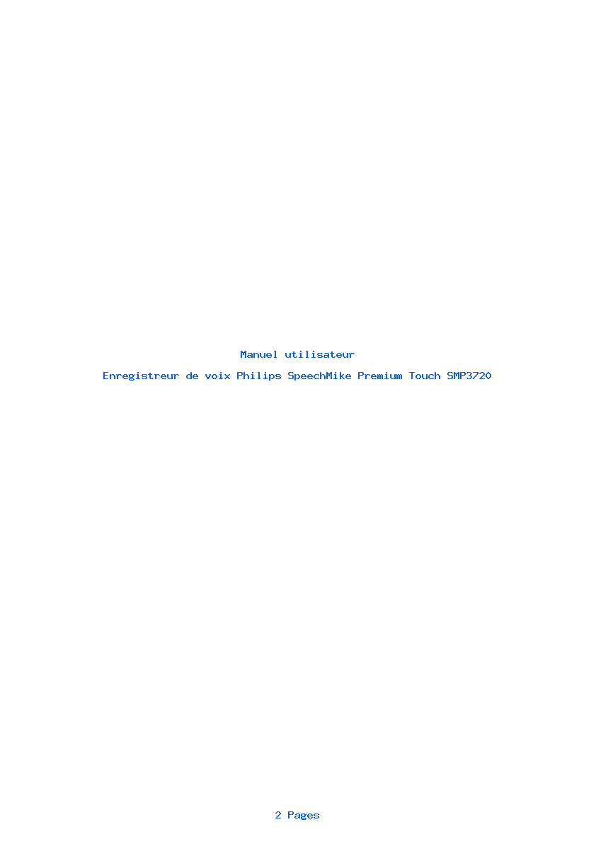 Page 1 de la notice Manuel utilisateur Philips SpeechMike Premium Touch SMP3720