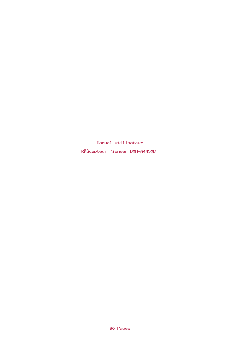 Page 1 de la notice Manuel utilisateur Pioneer DMH-A4450BT