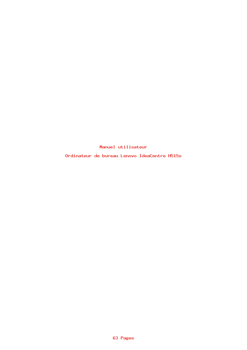 Page 1 de la notice Manuel utilisateur Lenovo IdeaCentre H515s