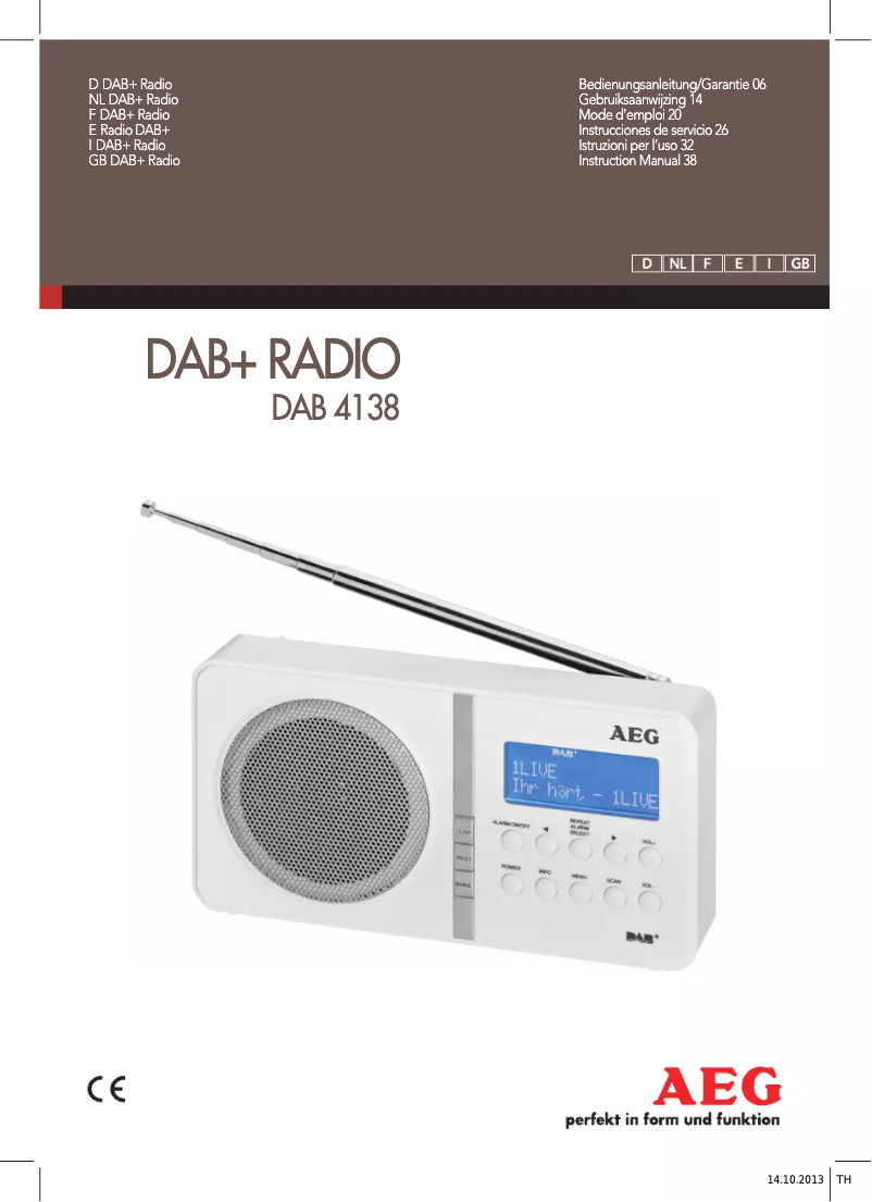 Page 1 de la notice Manuel utilisateur AEG DAB 4138