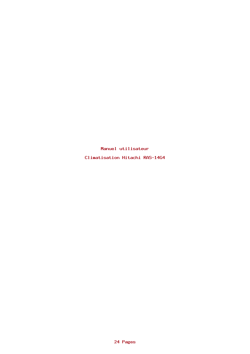 Page 1 de la notice Manuel utilisateur Hitachi RAS-14G4