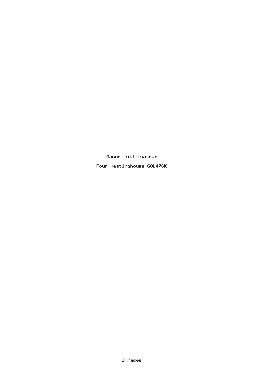Page 1 de la notice Manuel utilisateur Westinghouse GOL476K