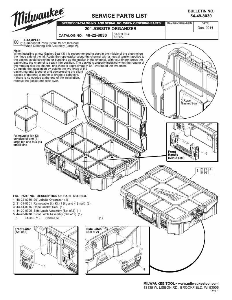 Page 1 de la notice Manuel utilisateur Milwaukee 48-22-8030