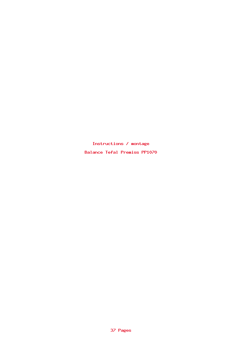 Page 1 de la notice Instructions / montage Tefal Premiss PP1070
