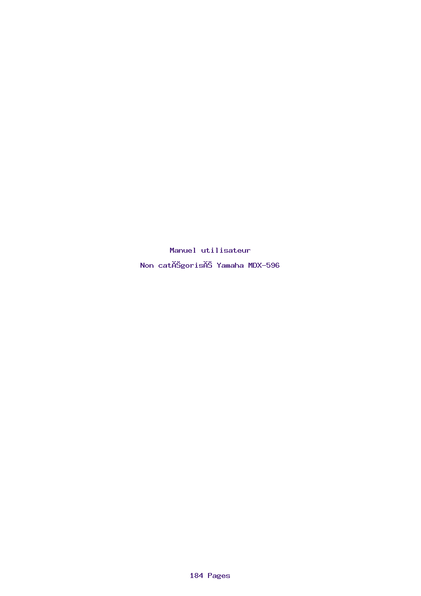 Page 1 de la notice Manuel utilisateur Yamaha MDX-596