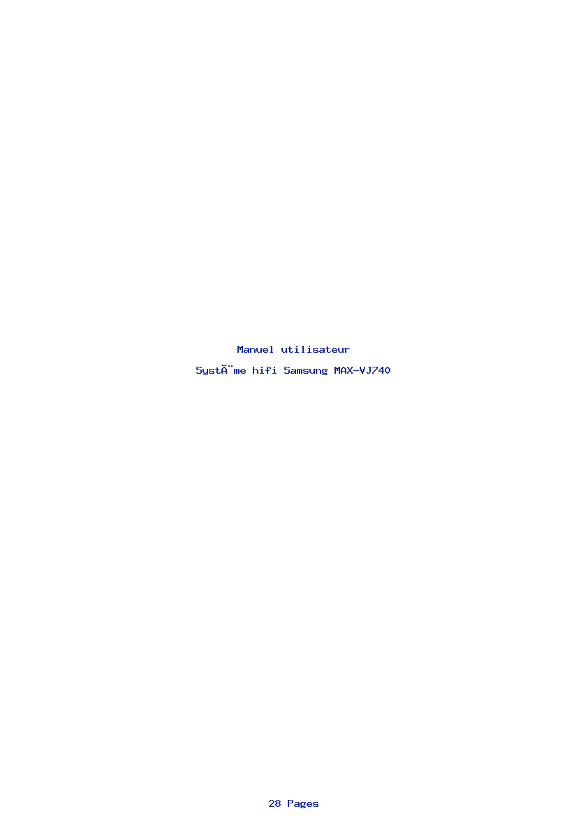 Page 1 de la notice Manuel utilisateur Samsung MAX-VJ740