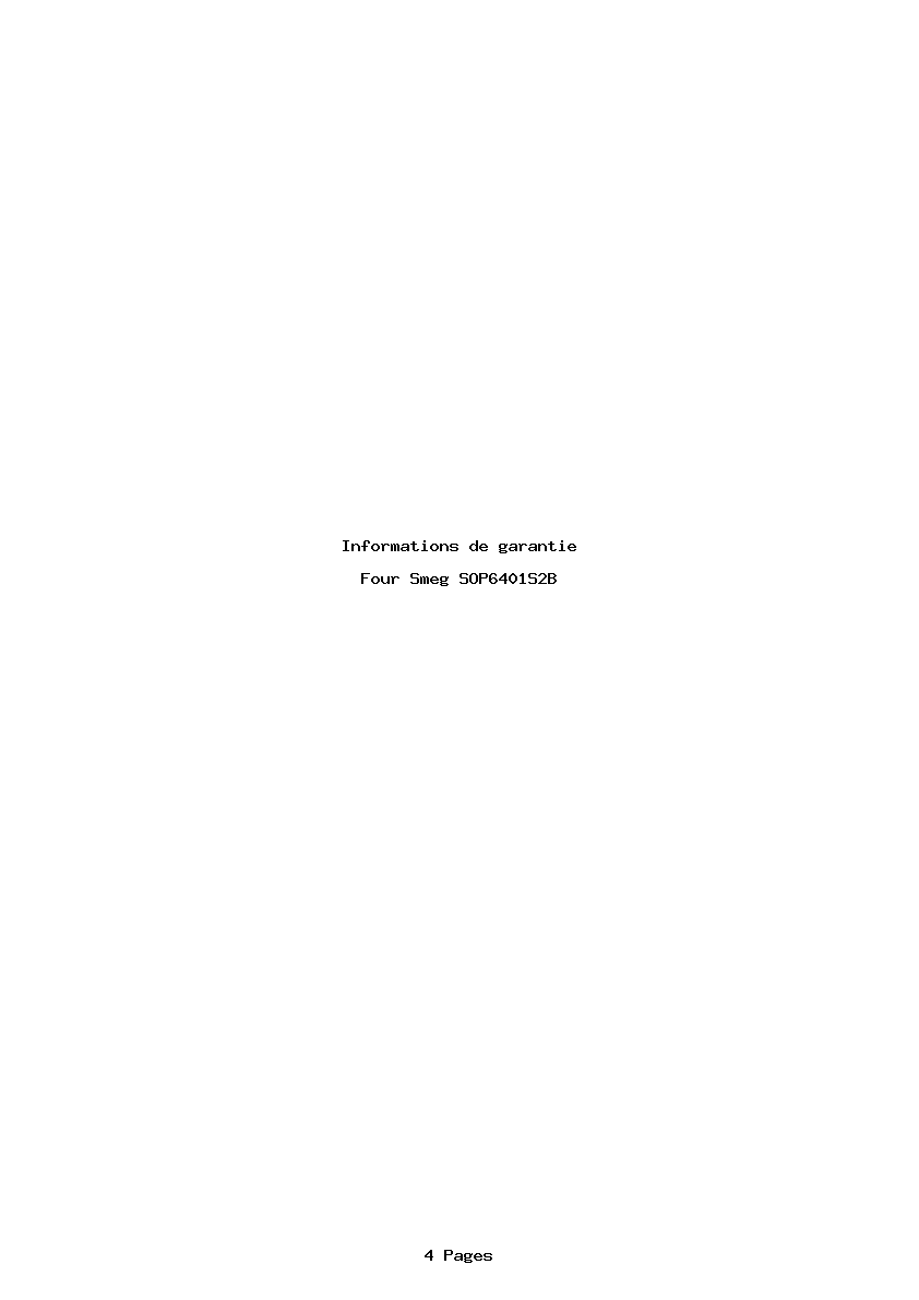 Page 1 de la notice Informations de garantie Smeg SOP6401S2B