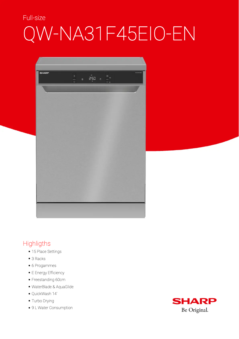 Page 1 de la notice Fiche technique Sharp QW-NA31F45EIO-EN