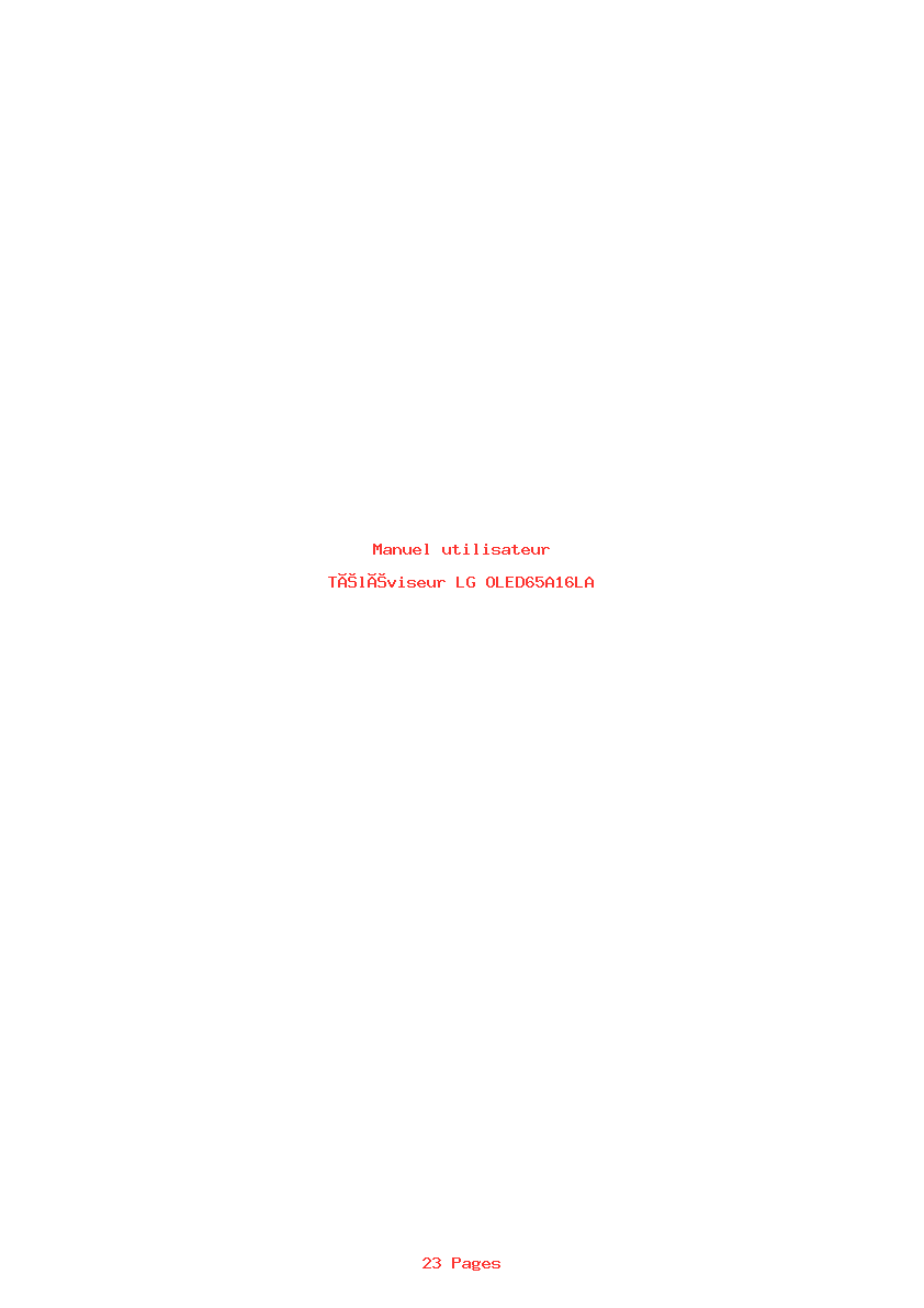 Page 1 de la notice Manuel utilisateur LG OLED65A16LA