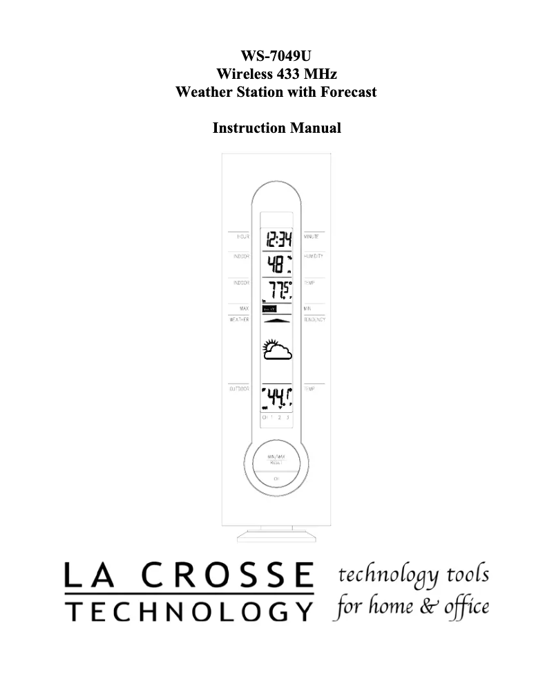 Page 1 de la notice Manuel utilisateur La Crosse Technology WS-7049U-MAH