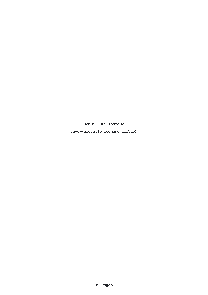 Page 1 de la notice Manuel utilisateur Leonard LI1325X