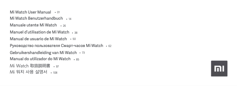 Page 1 de la notice Manuel utilisateur Xiaomi Mi Watch