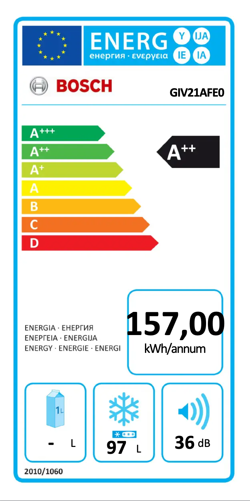 Page 1 of the manual Energy Label Bosch GIV21AFE0