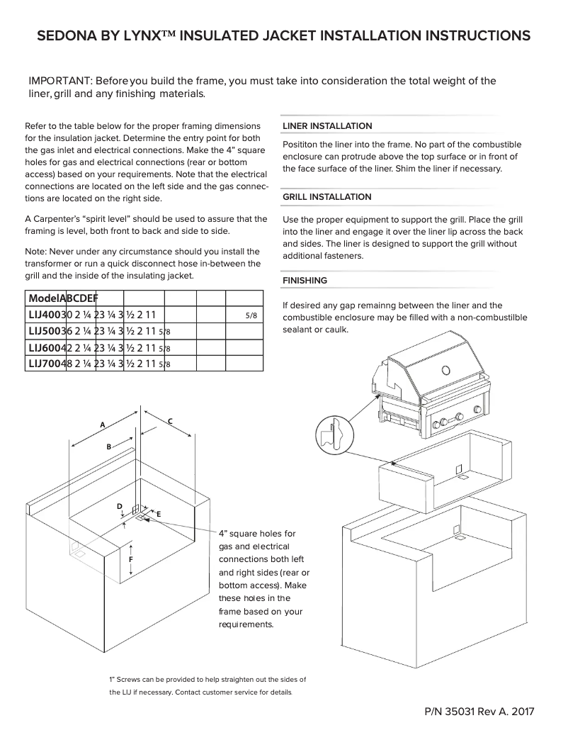Page 1 de la notice Guide d'installation Sedona LIJ600