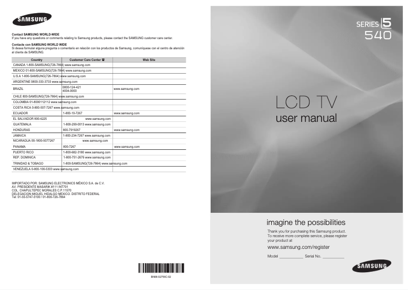 Página 1 del manual Manual de usuario Samsung LN32C540