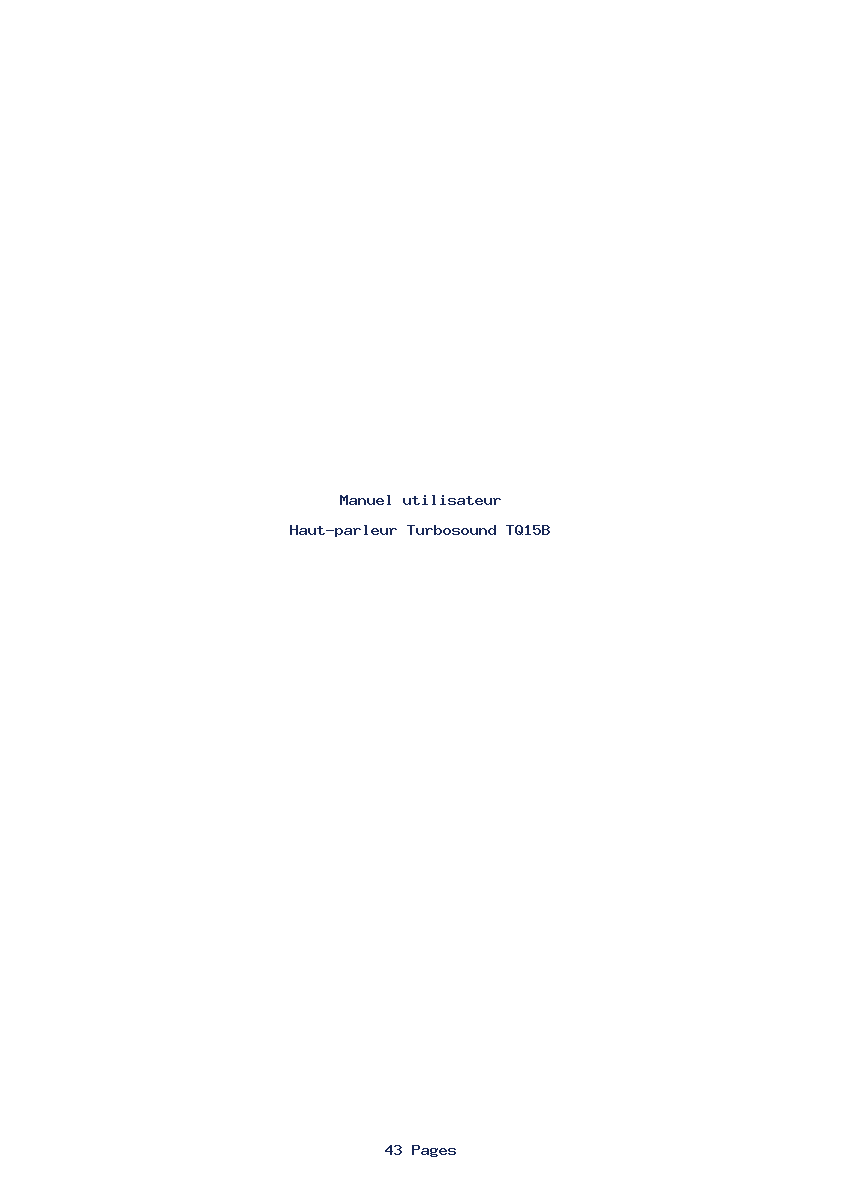 Page 1 de la notice Manuel utilisateur Turbosound TQ15B