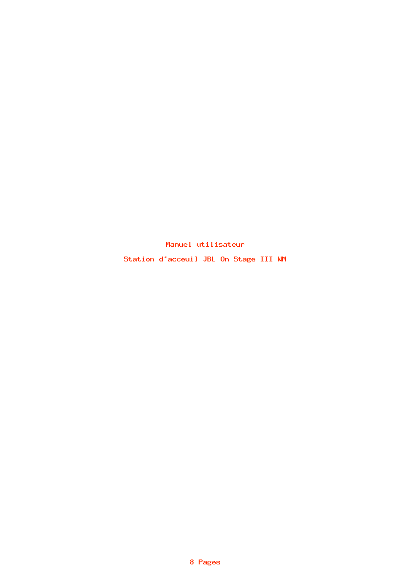 Page 1 de la notice Manuel utilisateur JBL On Stage III WM