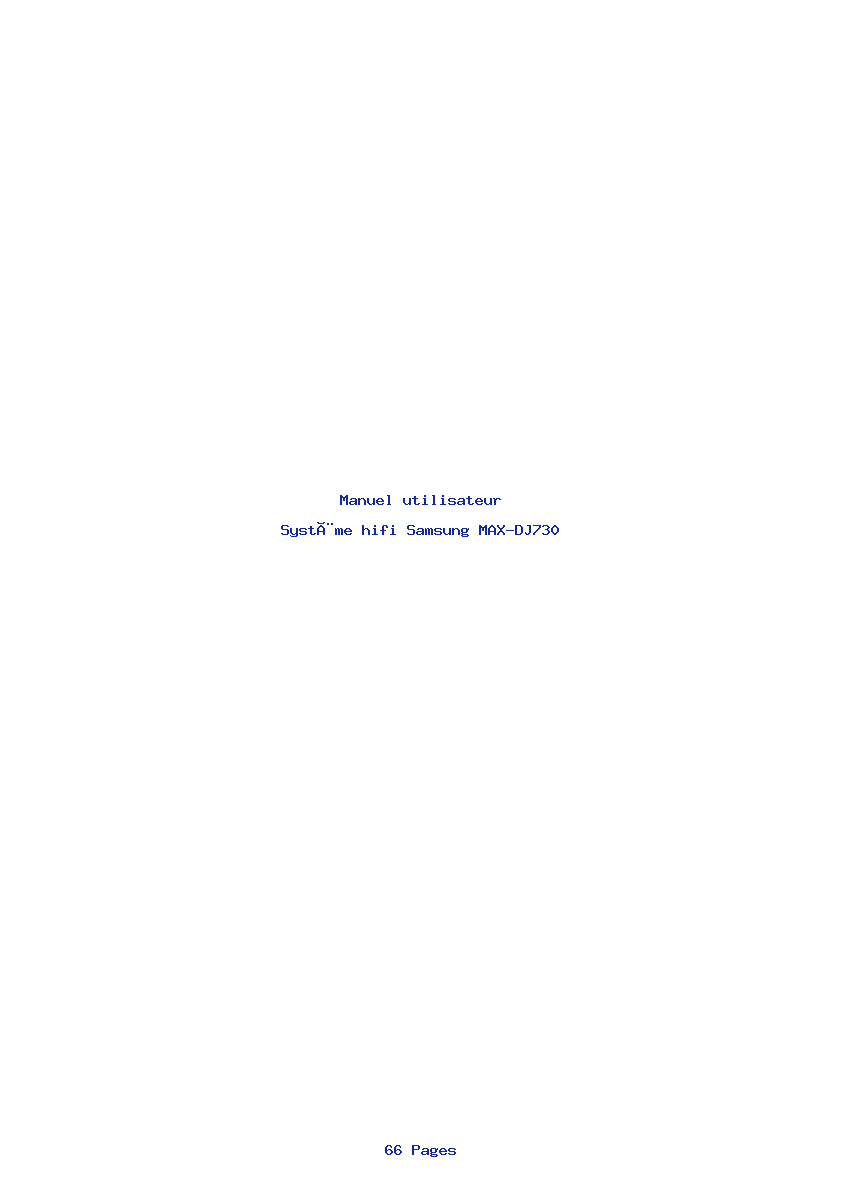 Page 1 de la notice Manuel utilisateur Samsung MAX-DJ730